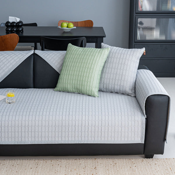 Geometric Textured Couch Slipcover Protector Non-Slip Ice Silk Sofa Cover for Couch, photo 2 of 76