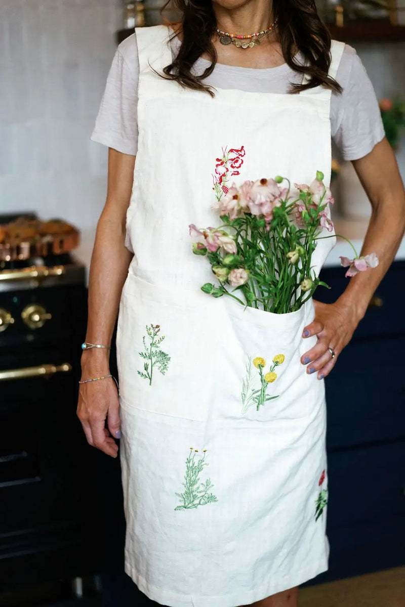 Botanical Embroidered Apron, photo 5 of 16