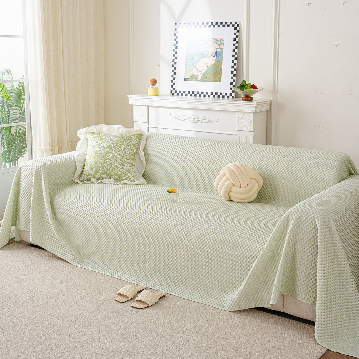 3D Bubble Textured Furniture Protector Throw Cover, Cooling Soft Woven Couch Cover, photo 23 of 41