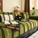 Non-Slip Sofa Cover with Thick Chenille Texture Woven Stripe Couch Protector Throw