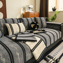 Non-Slip Sofa Cover with Thick Chenille Texture Woven Stripe Couch Protector Throw