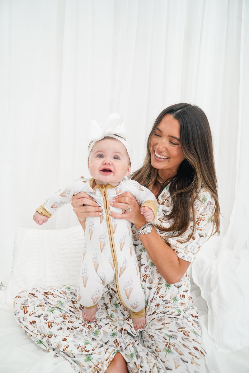 Neutral Coastal Cocktail - Short Sleeve + Pant Pajama Set
