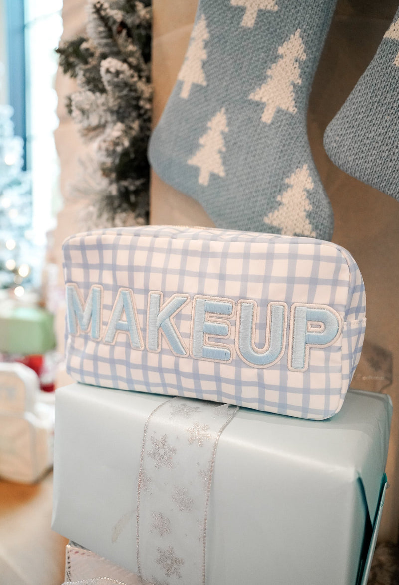 Makeup - Blue Trellis Nylon Large Bag