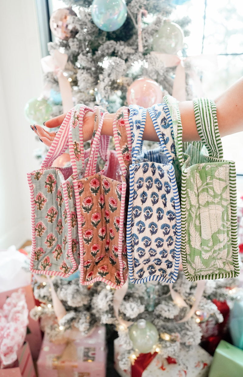 Quilted Block-Print Mini Tote Bag