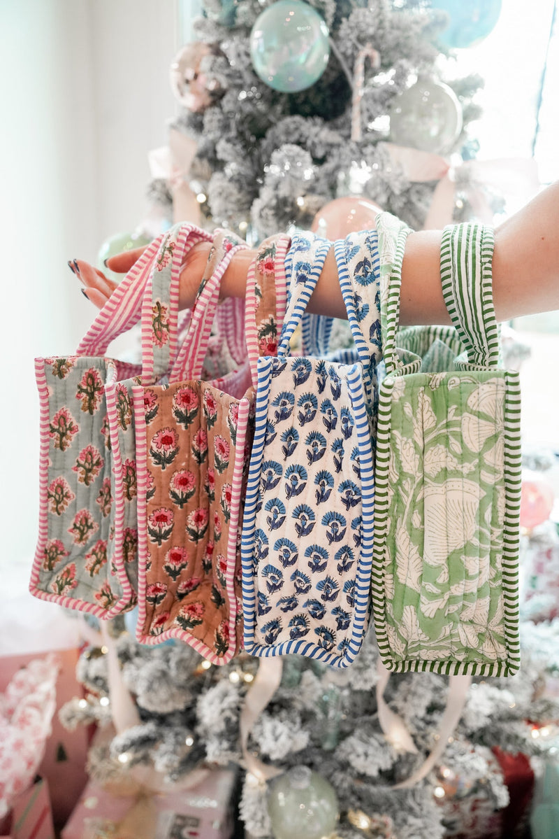 Quilted Block-Print Mini Tote Bag