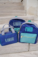 Green, Navy, + Grey Colorblock Backpack - NO CUSTOMIZATION