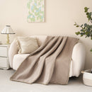 DaDa Bedding Elegant Fringed Cotton Quilted Throw Blanket - Luxurious Solid Soft Paisley Pattern, Cozy Lightweight Lap Throw, Perfect for Couch or Bed, Neutral Sandy Taupe Tan Beige, 50x60 Inches