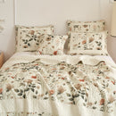 DaDalogy Enchanted Meadow Quilt Set - Victoria Garden Delicate Floral Symphony in Beige, Rose, and Soft Green, Luxuriously Soft Quilted Bedspread Set