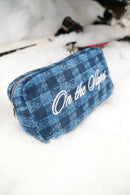 On The Slopes - Navy Plaid Large Bag