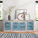 1900s Antique Door Repurposed 105" Long Sideboard Credenza