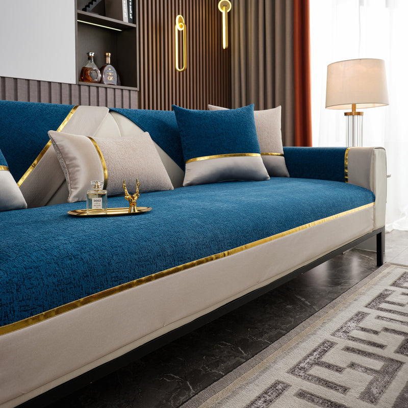 Luxury Leather Couch Protectors with Chenille Sofa Towel Covers, Non-Slip and Washable, Modular Couch Covers