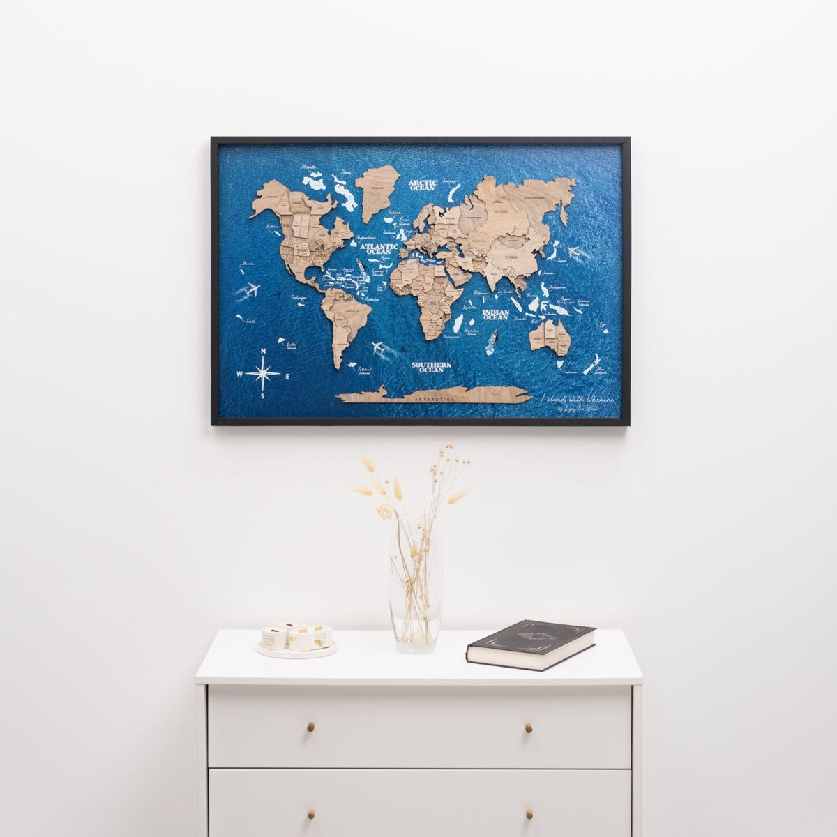 3D Wooden Panel World Map Terra, photo 11 of 15