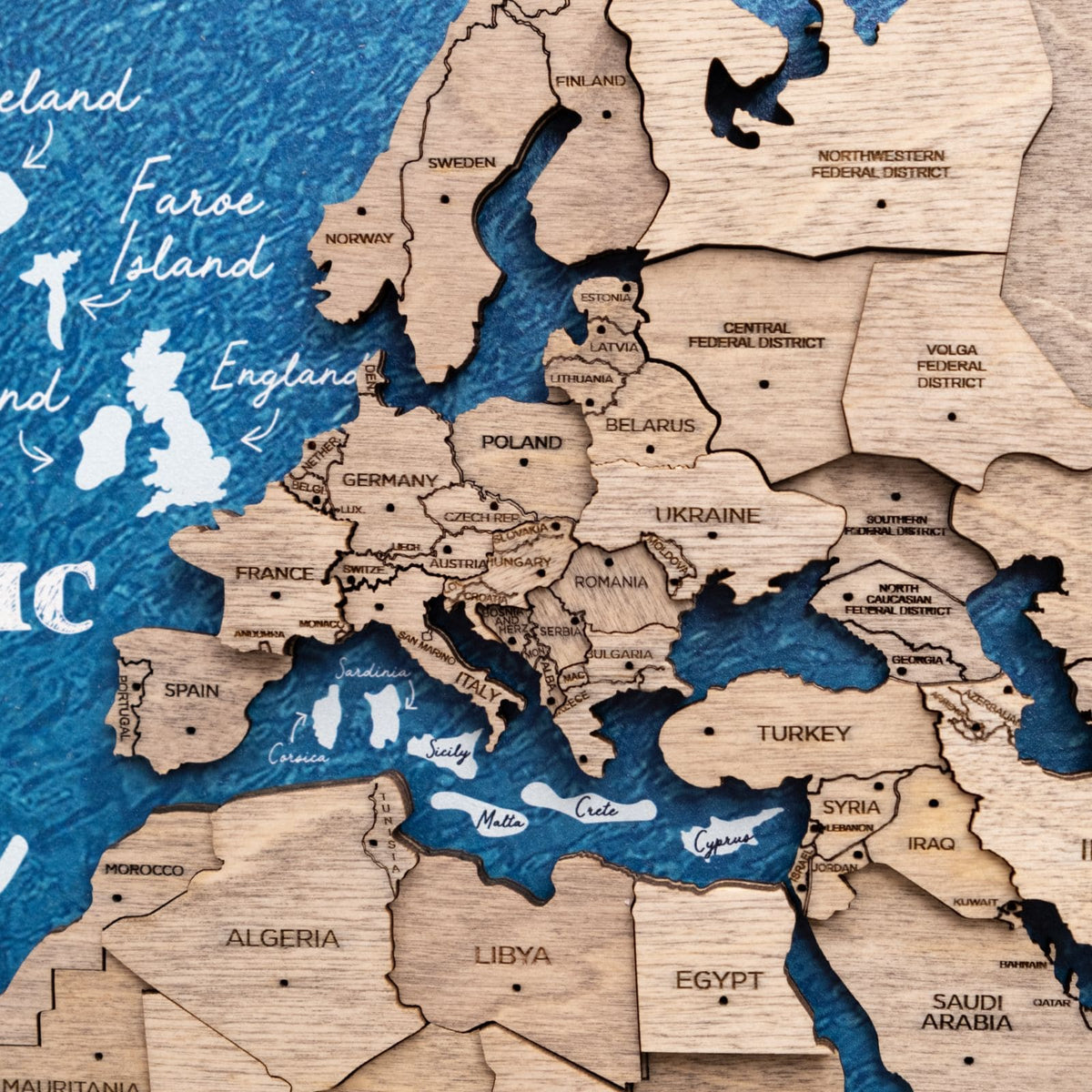 3D Wooden Panel World Map Terra, photo 8 of 15