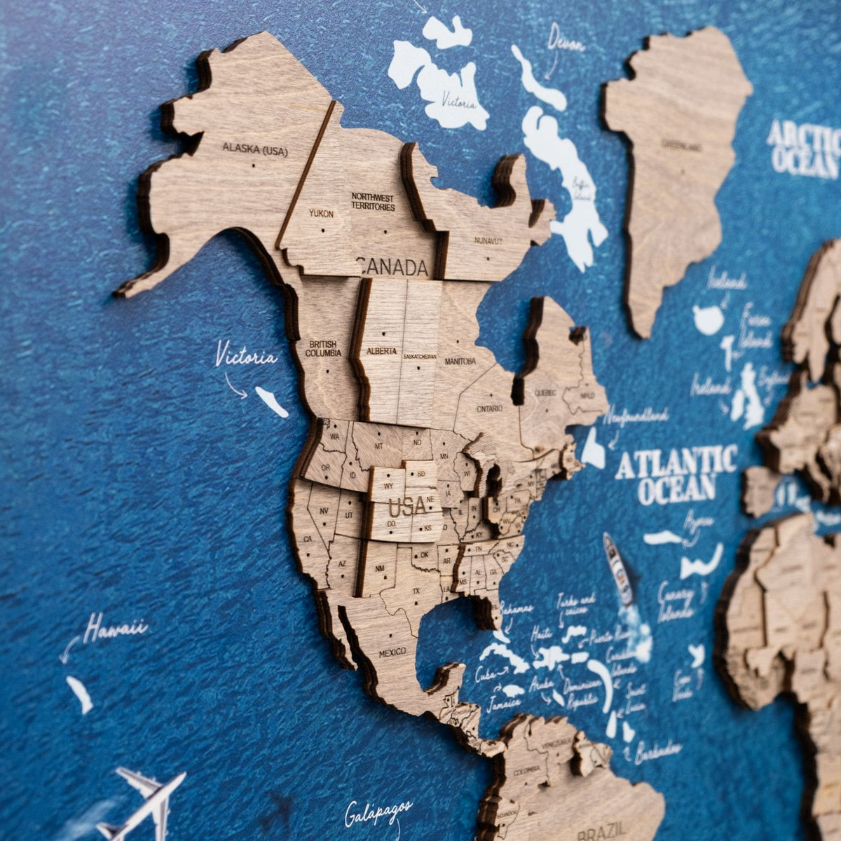 3D Wooden Panel World Map Terra, photo 10 of 15