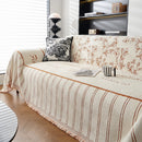 Chenille Striped Floral Couch Cover Sofa Slipcover for Most Shape Sofas, Reversible Sofa Throw Cover by Slipcover KAS™