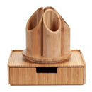 Bamboo 360° Rotating Organizer & Drawer Combo Set | Multi-Level Vanity & Desk Station for Makeup, Art Supplies, and Office Decor by MobilevisionUS