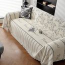 Chenille Striped Floral Couch Cover Sofa Slipcover for Most Shape Sofas, Reversible Sofa Throw Cover by Slipcover KAS™
