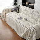 Chenille Striped Floral Couch Cover Sofa Slipcover for Most Shape Sofas, Reversible Sofa Throw Cover by Slipcover KAS™