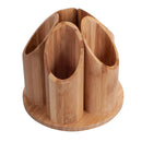 360° Rotating Bamboo Desktop & Vanity Organizer | 5-Compartment Sustainable Multi-Purpose Storage Carousel by MobilevisionUS