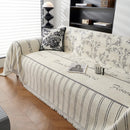 Chenille Striped Floral Couch Cover Sofa Slipcover for Most Shape Sofas, Reversible Sofa Throw Cover by Slipcover KAS™