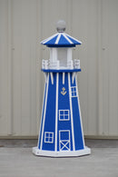 39" Octagon, Solar and Electric Powered  Poly Lawn Lighthouse, Blue with White Trim