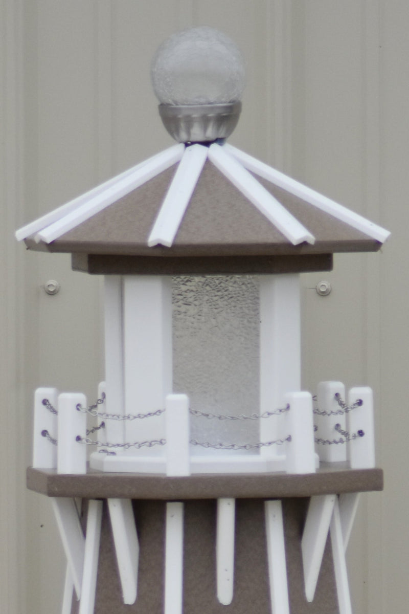 39" Octagon, Solar and Electric Powered  Poly, Lawn Lighthouses  Clay/white trim