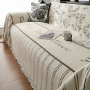 Chenille Striped Floral Couch Cover Sofa Slipcover for Most Shape Sofas, Reversible Sofa Throw Cover by Slipcover KAS™