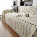 Chenille Striped Floral Couch Cover Sofa Slipcover for Most Shape Sofas, Reversible Sofa Throw Cover