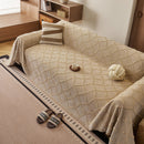 Soft Chenille Sofa Throw Cover, Raised Geometric Texture Furniture Protector Blanket