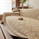 Soft Chenille Sofa Throw Cover, Raised Geometric Texture Furniture Protector Blanket