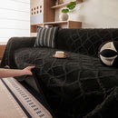 Soft Chenille Sofa Throw Cover, Raised Geometric Texture Furniture Protector Blanket