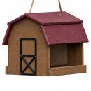 Poly Lumber Mini-Barn Large Handcrafted Hanging Bird feeder, Songbird Essentials Mahogany/Cherry