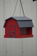Poly Lumber Mini-Barn Large Handcrafted Hanging Bird feeder, Songbird Essentials Mahogany/Cherry
