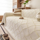 Soft Chenille Sofa Throw Cover, Raised Geometric Texture Furniture Protector Blanket