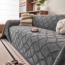 Soft Chenille Sofa Throw Cover, Raised Geometric Texture Furniture Protector Blanket