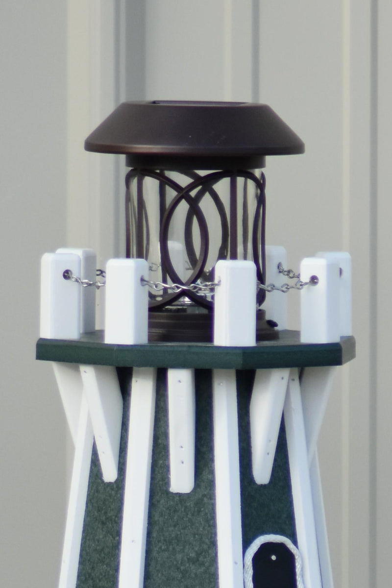 32" Octagon; Solar Powered Poly Lighthouses, Green/white trim, photo 2 of 2