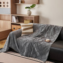 Soft Chenille Sofa Throw Cover, Raised Geometric Texture Furniture Protector Blanket