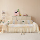 Cute Dotted Stripe Couch Protector, Non-Slip Washable Sofa Cover with Ruffled Skirt