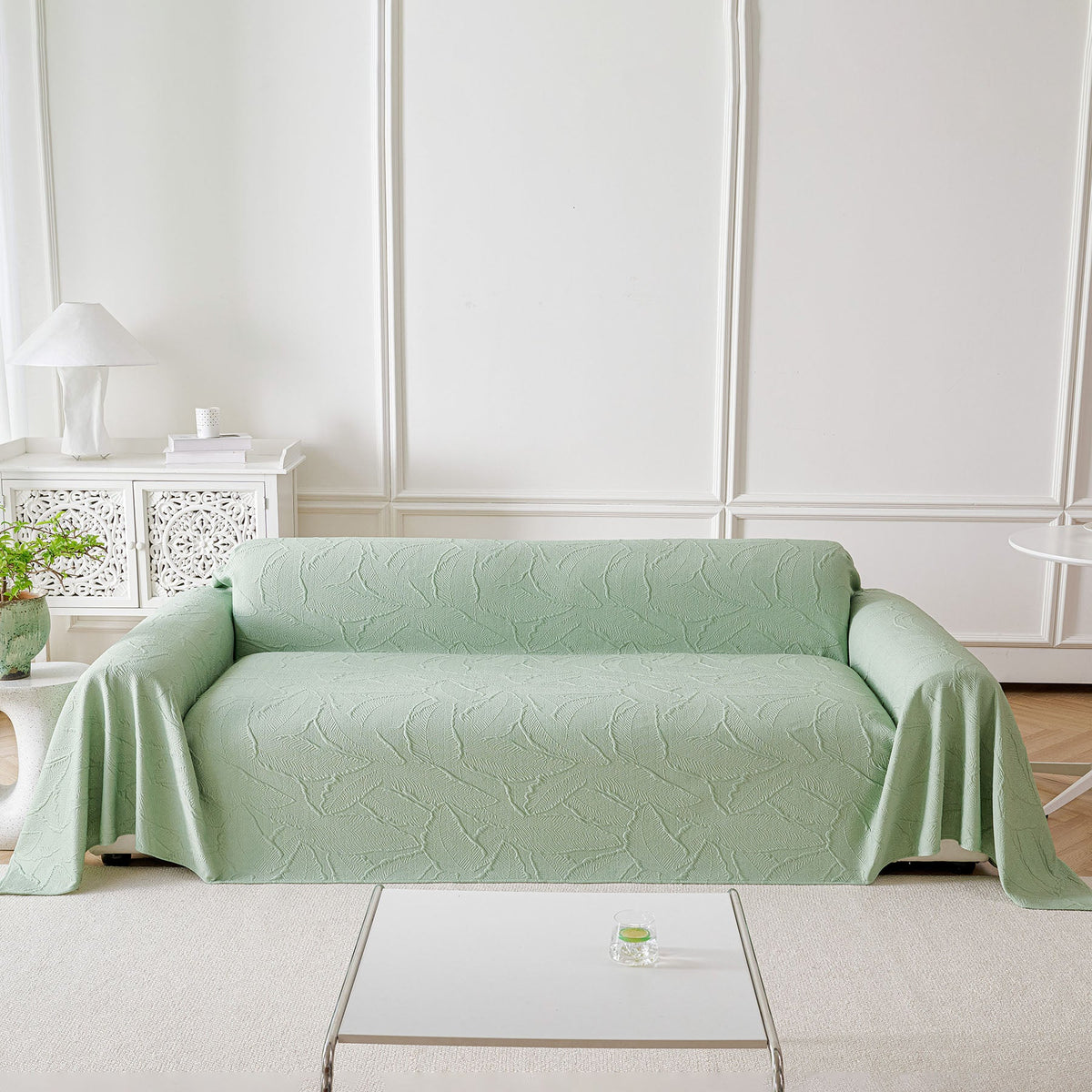 Embossed Leaf Pattern Sofa Cover Blanket for Couch, Soft Cooling Textured Couch Cover, photo 28 of 41