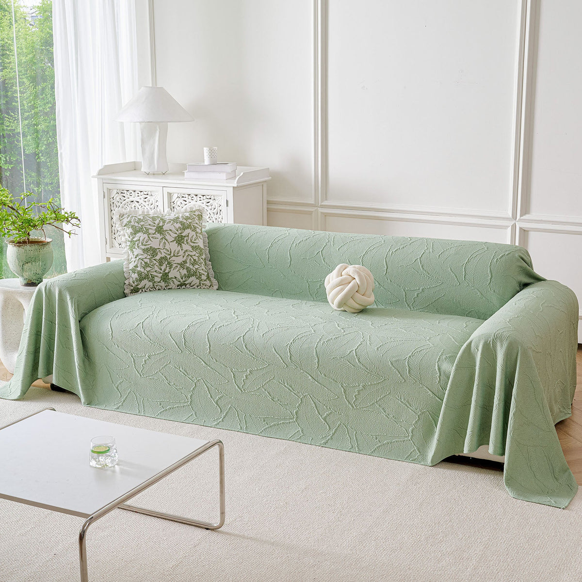 Embossed Leaf Pattern Sofa Cover Blanket for Couch, Soft Cooling Textured Couch Cover, photo 29 of 41