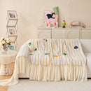 Cute Dotted Stripe Couch Protector, Non-Slip Washable Sofa Cover with Ruffled Skirt