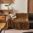 Soft Chenille Sofa Throw Cover, Raised Geometric Texture Furniture Protector Blanket
