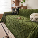 Soft Chenille Sofa Throw Cover, Raised Geometric Texture Furniture Protector Blanket