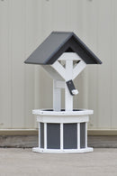 2 ft. Poly Wishing well Planter, Gray and White