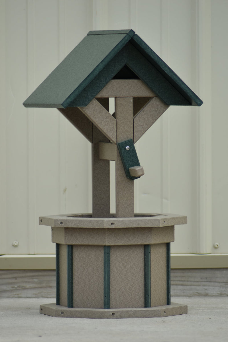 2 ft. Poly Wishing well, Flower Planter, Clay and Green