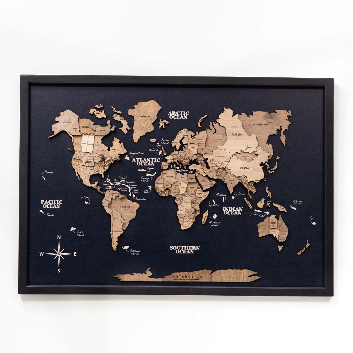 3D Wooden Panel World Map Terra, photo 7 of 15