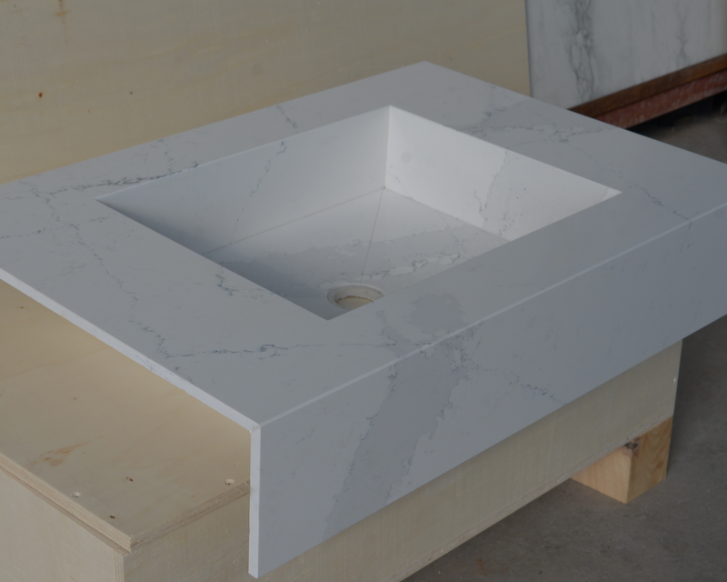 Silestone Ethereal Dusk Wall Mounted Engineered Quartz Vessel Sink, photo 3 of 8