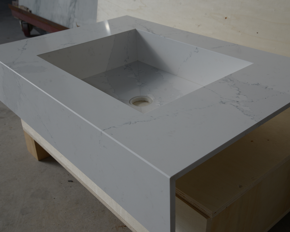 Silestone Ethereal Dusk Wall Mounted Engineered Quartz Vessel Sink, photo 4 of 8