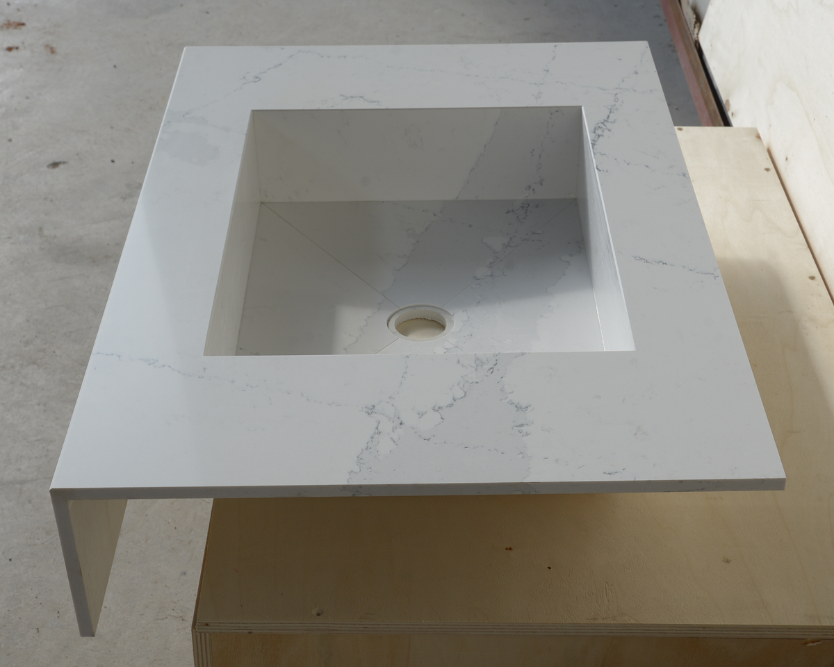 Silestone Ethereal Dusk Wall Mounted Engineered Quartz Vessel Sink, photo 7 of 8