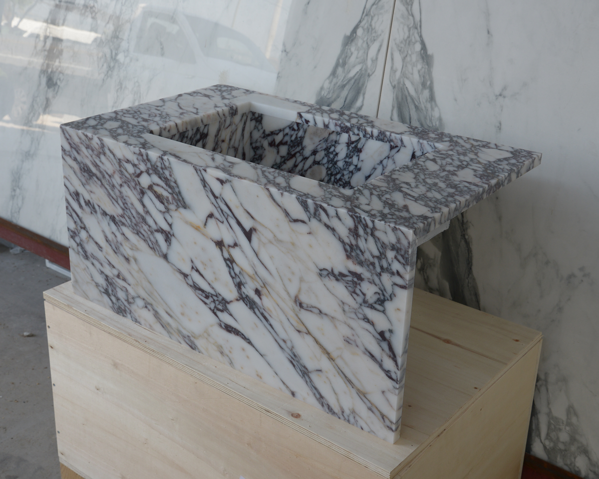 Calacatta Viola Marble Bathroom Sink - Handcrafted Artisan Design